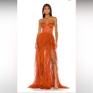 For Love and Lemons Bustier Gown in Rust